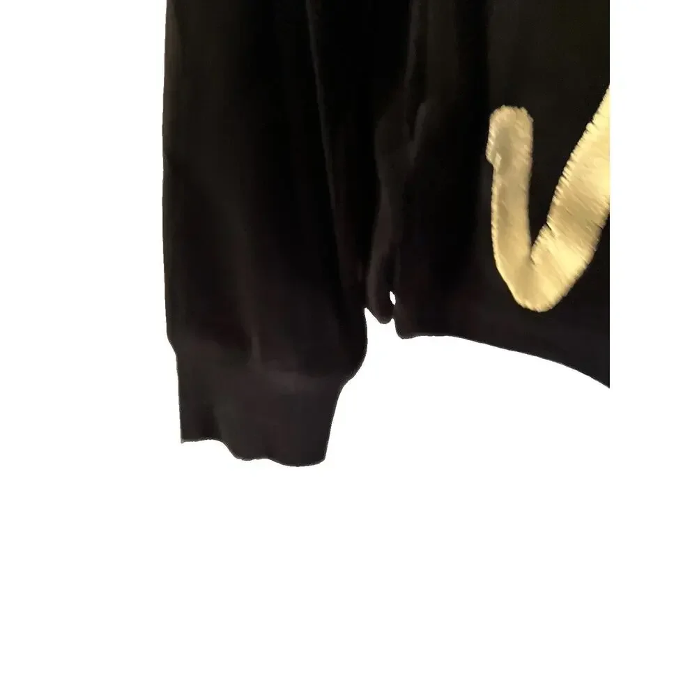 Justice Girls Size 12 Velour Crop Hoodie Long Sleeve Pullover Black